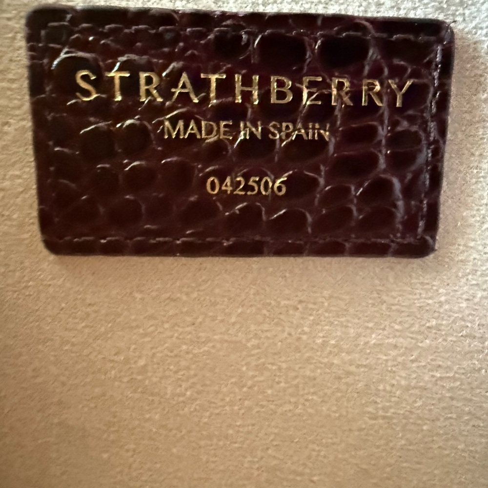 NWOT Strathberry Mini Tote in Burgandy Croc Embossed Leather with Gold Chain - Picture 9 of 15
